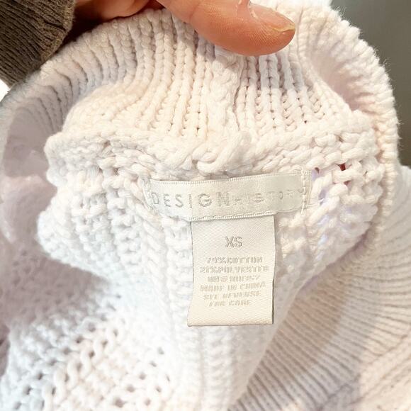 Design History V Neck Long Sleeve Chunky Sweater White XS - Picture 2 of 4